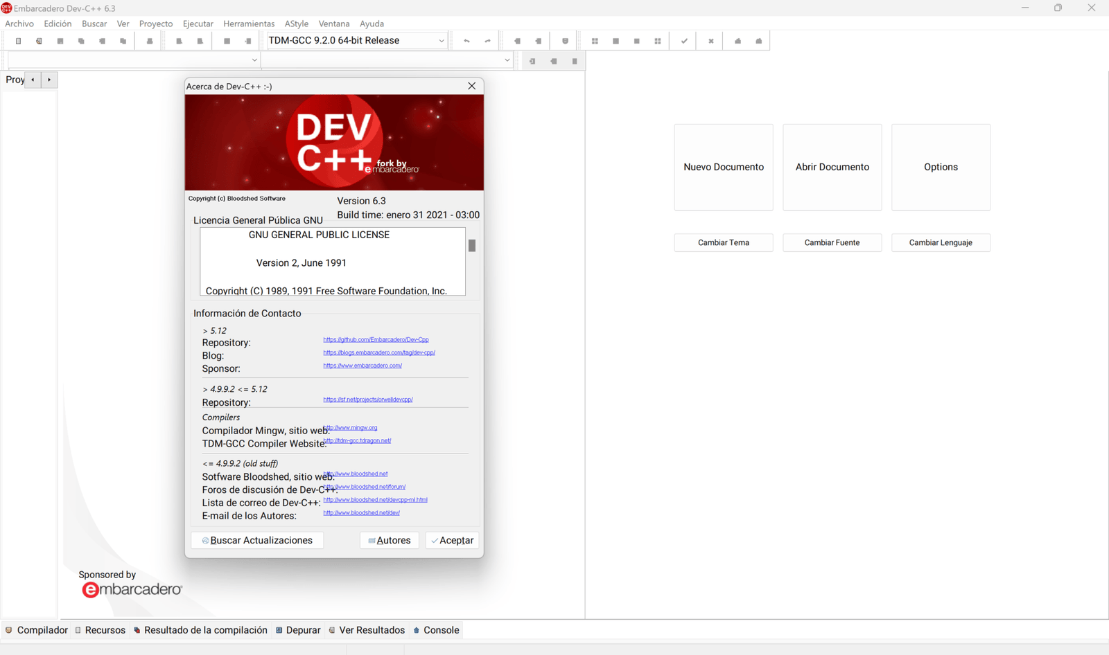 Embarcadero Dev-C++: IDE C/C++ Rápido y Gratuito