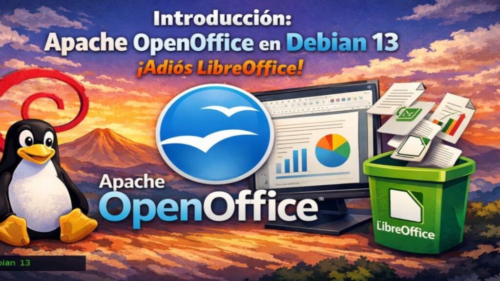 Apache OpenOffice en Debian 13, adiós LibreOffice…